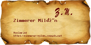 Zimmerer Milán névjegykártya